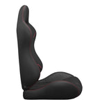 2PCS Universal Bucket Racing Seats Stitch Red PVC Leather Reclinable Carbon Look Leather Back With Adjustor Slider(Not Including Seat Bracket) - Fab Heavy Parts