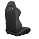 2PCS Universal Bucket Racing Seats Stitch Red PVC Leather Reclinable Carbon Look Leather Back With Adjustor Slider(Not Including Seat Bracket) - Fab Heavy Parts