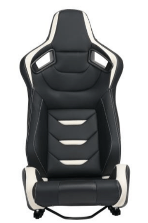 2PCS Universal Bucket Racing Seats White Stitch PVC Leather Reclinable Carbon Look Leather Back With Adjustor Slider(Not Including Seat Bracket) - Fab Heavy Parts