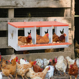 3 - Bay Metal Chicken Nesting Box Wall Mount Easy Egg Collection Vented Galvanized Steel - Orange - Fab Heavy Parts