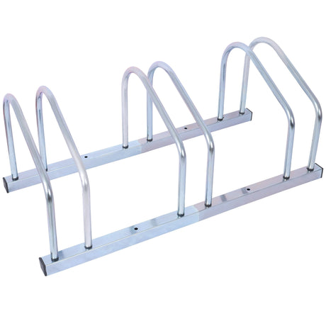 3 Bikes Floor Bike Stand Parking Rack 22 - 28" Wheel Max Tire Width 2.15" Galvanization - Fab Heavy Parts