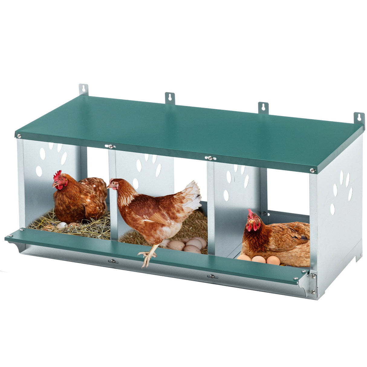 3 Compartment Metal Chicken Nesting Box Galvanized Steel - Fab Heavy Parts