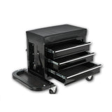 3 - Drawer Tool Chest Rolling Mechanic Seat with Tool Trays 350lbs Capacity - Fab Heavy Parts