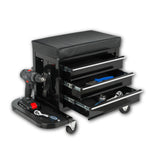3 - Drawer Tool Chest Rolling Mechanic Seat with Tool Trays 350lbs Capacity - Fab Heavy Parts