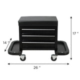 3 - Drawer Tool Chest Rolling Mechanic Seat with Tool Trays 350lbs Capacity - Fab Heavy Parts