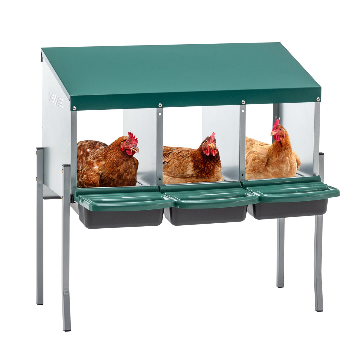 3 Holes Chicken Nesting Boxes with Legs and Lid Cover - Fab Heavy Parts