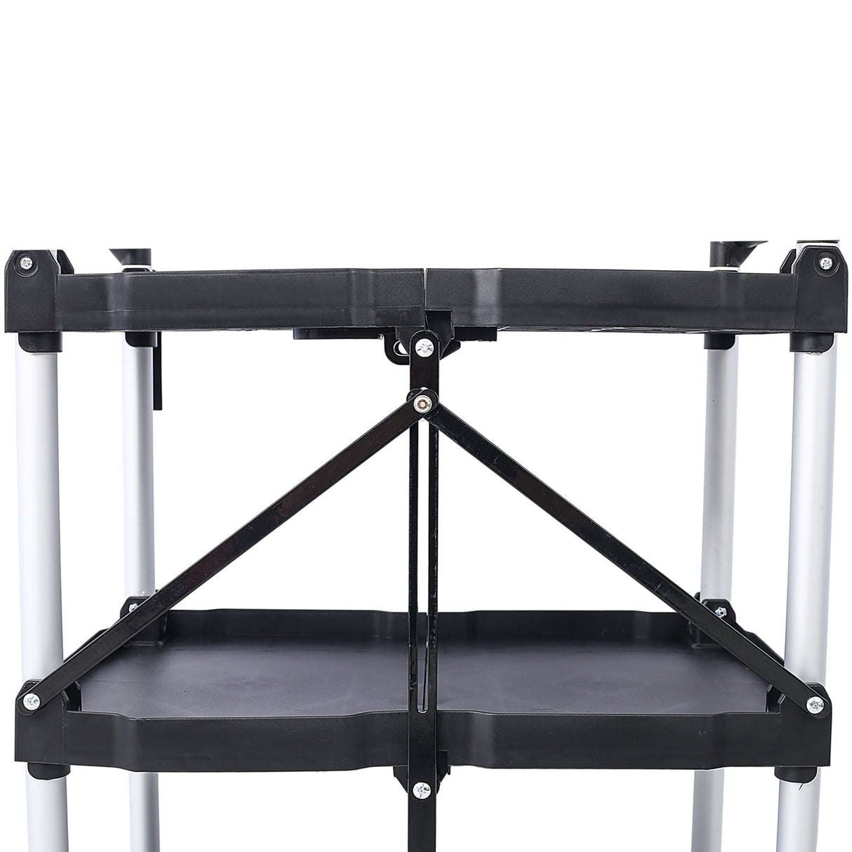 3 Layers Folding Collapsible Service Cart Pack - N - Roll Black 50 Lb. Load Capacity Per Shelf - Fab Heavy Parts