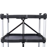 3 Layers Folding Collapsible Service Cart Pack - N - Roll Black 50 Lb. Load Capacity Per Shelf - Fab Heavy Parts
