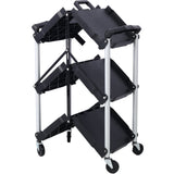 3 Layers Folding Collapsible Service Cart Pack - N - Roll Black 50 Lb. Load Capacity Per Shelf - Fab Heavy Parts