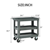 3 Layers Rolling Utility Cart with Wheels 600 LBS Heavy - Duty Capacity - Fab Heavy Parts