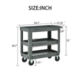 3 Layers Rolling Utility Cart with Wheels 600 LBS Heavy - Duty Capacity - Fab Heavy Parts