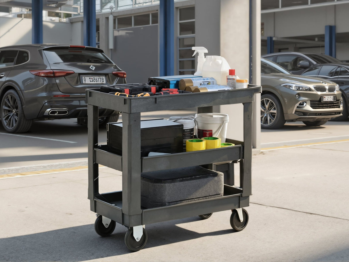 3 Layers Rolling Utility Cart with Wheels 600 LBS Heavy - Duty Capacity - Fab Heavy Parts