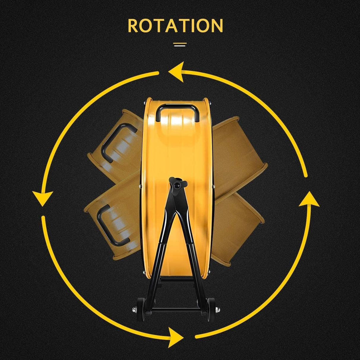 3 Speed Circulation Drum Fan 24 Inch High Velocity Air Movement Heavy Duty Metal - Yellow - Fab Heavy Parts