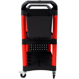 3 Tier Rolling Auto Detail Cart with Wheels & Bucket & Panel & Hook - Red&Black - Fab Heavy Parts