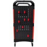 3 Tier Rolling Auto Detail Cart with Wheels & Bucket & Panel & Hook - Red&Black - Fab Heavy Parts