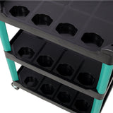 3 Tier Rolling Auto Detail Cart with Wheels - Green&Black - Fab Heavy Parts