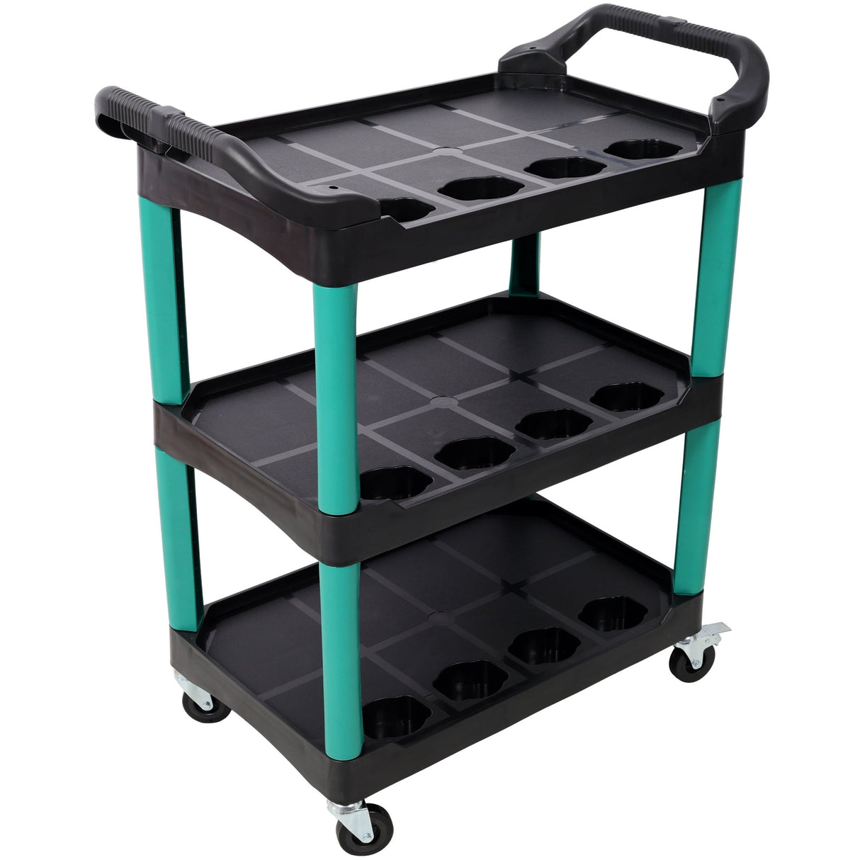 3 Tier Rolling Auto Detail Cart with Wheels - Green&Black - Fab Heavy Parts