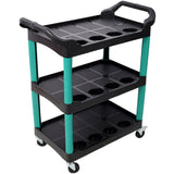 3 Tier Rolling Auto Detail Cart with Wheels - Green&Black - Fab Heavy Parts