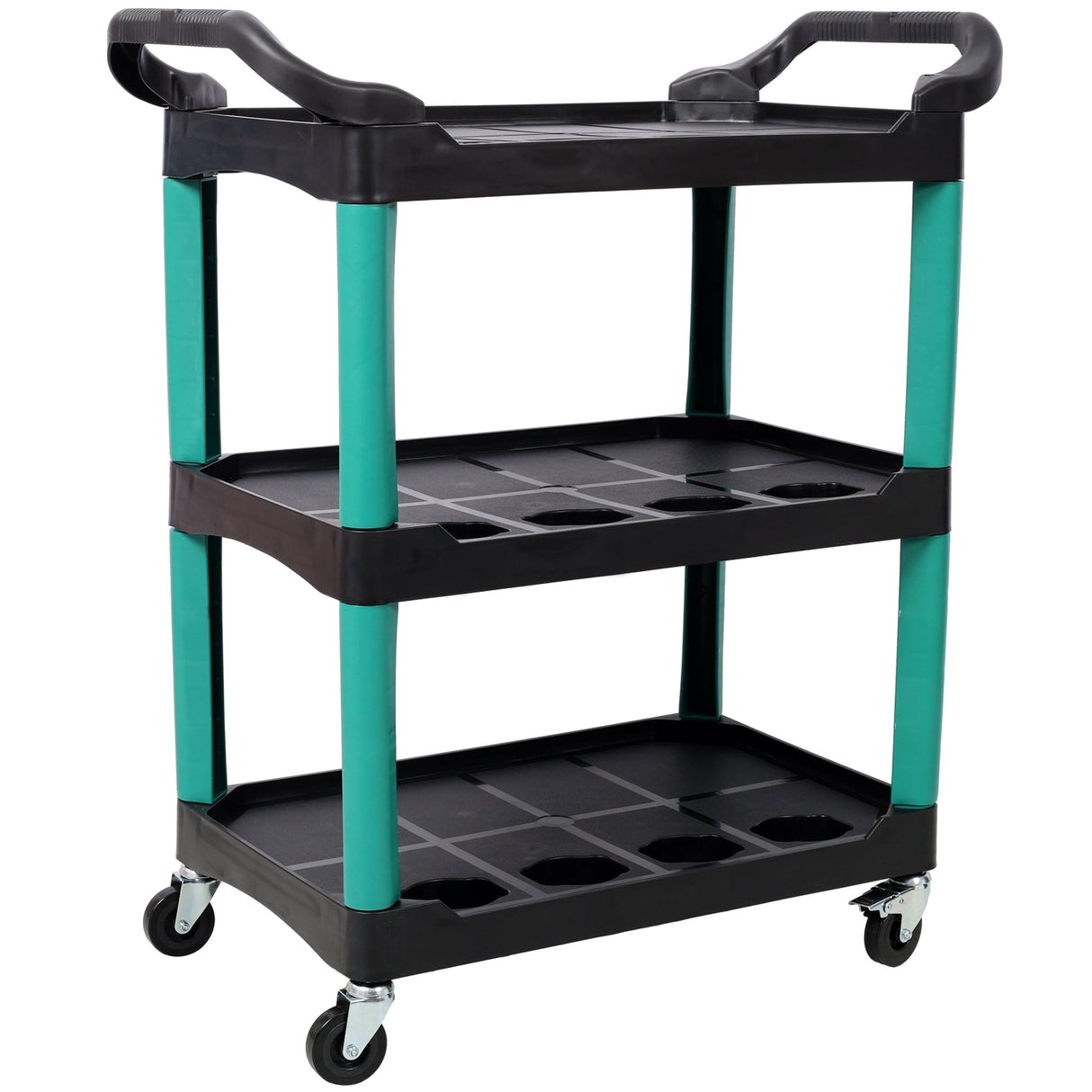 3 Tier Rolling Auto Detail Cart with Wheels - Green&Black - Fab Heavy Parts