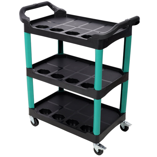 3 Tier Rolling Auto Detail Cart with Wheels - Green&Black - Fab Heavy Parts