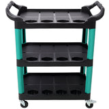3 Tier Rolling Auto Detail Cart with Wheels - Green&Black - Fab Heavy Parts