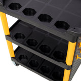 3 Tier Rolling Auto Detail Cart with Wheels & Panel & Hook - Yellow&Black - Fab Heavy Parts