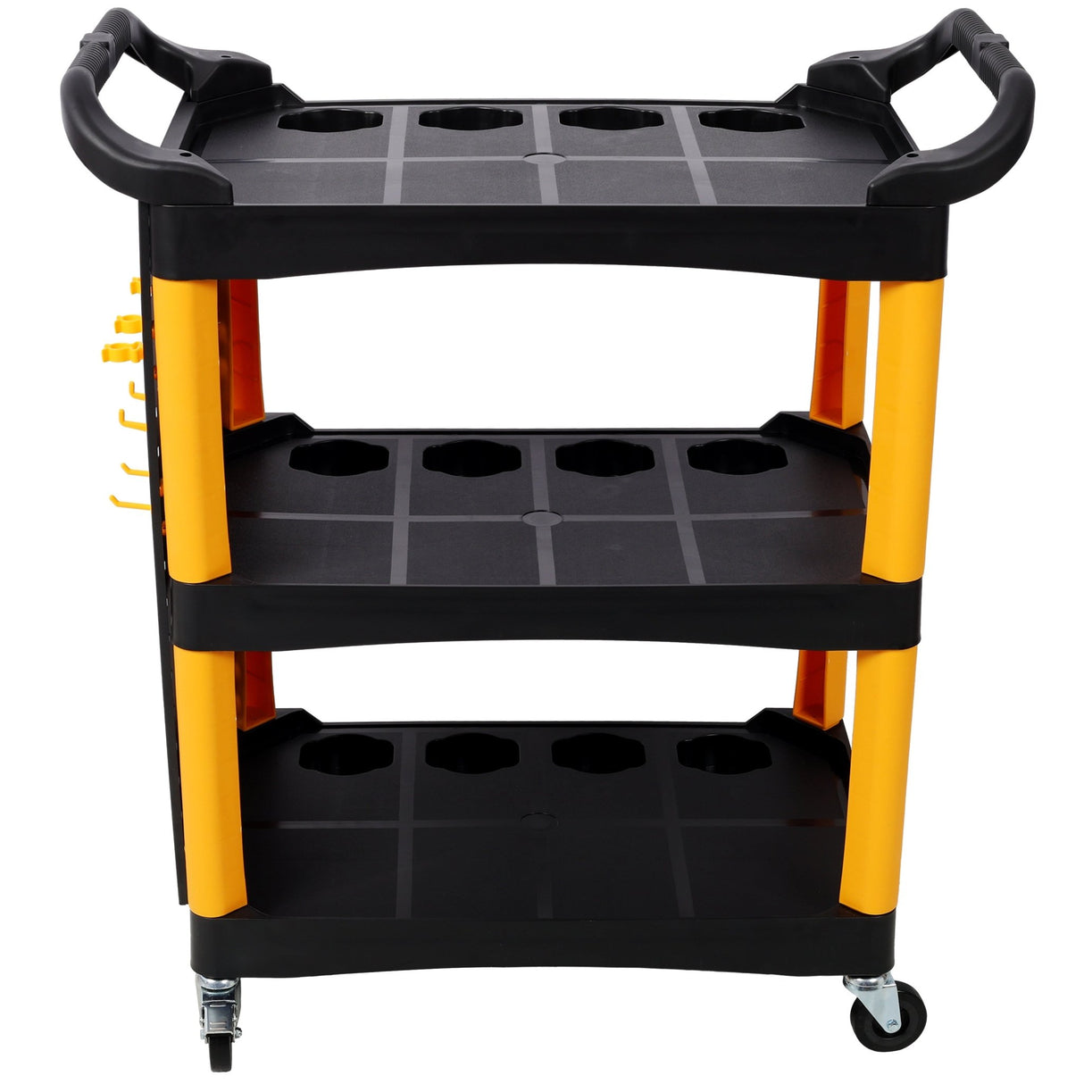 3 Tier Rolling Auto Detail Cart with Wheels & Panel & Hook - Yellow&Black - Fab Heavy Parts