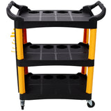 3 Tier Rolling Auto Detail Cart with Wheels & Panel & Hook - Yellow&Black - Fab Heavy Parts