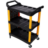 3 Tier Rolling Auto Detail Cart with Wheels & Panel & Hook - Yellow&Black - Fab Heavy Parts