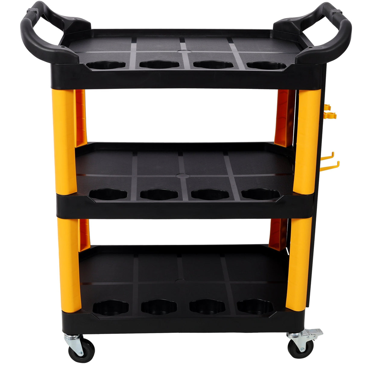 3 Tier Rolling Auto Detail Cart with Wheels & Panel & Hook - Yellow&Black - Fab Heavy Parts