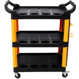 3 Tier Rolling Auto Detail Cart with Wheels & Panel & Hook - Yellow&Black - Fab Heavy Parts
