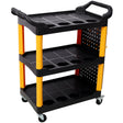 3 Tier Rolling Auto Detail Cart with Wheels & Panel & Hook - Yellow&Black - Fab Heavy Parts