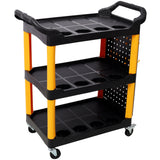 3 Tier Rolling Auto Detail Cart with Wheels & Panel & Hook - Yellow&Black - Fab Heavy Parts