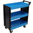 3 Tier Rolling Tool Cart on Wheels with Pegboard Heavy Duty Utility - Blue - Fab Heavy Parts