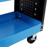 3 Tier Rolling Tool Cart on Wheels with Pegboard Heavy Duty Utility - Blue - Fab Heavy Parts