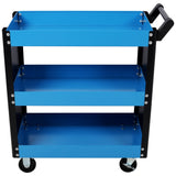 3 Tier Rolling Tool Cart on Wheels with Pegboard Heavy Duty Utility - Blue - Fab Heavy Parts