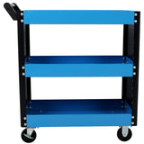 3 Tier Rolling Tool Cart on Wheels with Pegboard Heavy Duty Utility - Blue - Fab Heavy Parts
