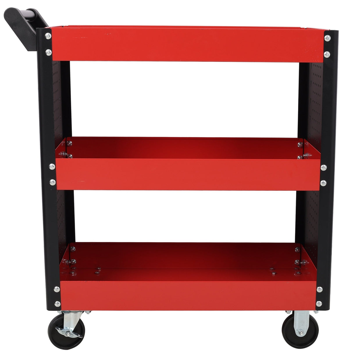3 Tier Rolling Tool Cart on Wheels with Pegboard Heavy Duty Utility - Red - Fab Heavy Parts