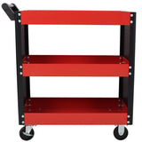 3 Tier Rolling Tool Cart on Wheels with Pegboard Heavy Duty Utility - Red - Fab Heavy Parts