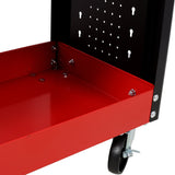 3 Tier Rolling Tool Cart on Wheels with Pegboard Heavy Duty Utility - Red - Fab Heavy Parts