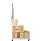 3 - Tiers Raised Garden Bed with Trellis 53" H Vertical Planter Box with Wheels & Back Storage Area for Flowers Vegetables Herbs Natural - Fab Heavy Parts