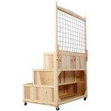 3 - Tiers Raised Garden Bed with Trellis 53" H Vertical Planter Box with Wheels & Back Storage Area for Flowers Vegetables Herbs Natural - Fab Heavy Parts