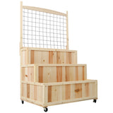 3 - Tiers Raised Garden Bed with Trellis 53" H Vertical Planter Box with Wheels & Back Storage Area for Flowers Vegetables Herbs Natural - Fab Heavy Parts