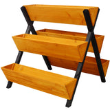 3 Tiers Wooden Vertical Raised Garden Bed with Legs Brown Planter Raised Beds Kit for Flowers Herbs Vegetables - Fab Heavy Parts