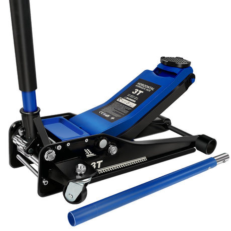 3 Ton 6600lbs Low Profile Floor Jack Dual Piston Quick Lift Pump Lifting Range 75mm/2.95" - 500mm/19.69" - Blue - Fab Heavy Parts