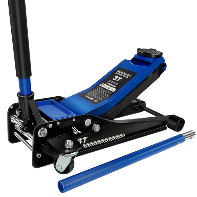3 Ton 6600lbs Low Profile Floor Jack Dual Piston Quick Lift Pump Lifting Range 75mm/2.95" - 500mm/19.69" - Blue - Fab Heavy Parts
