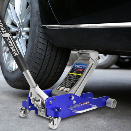 3 - Ton Quick Rise Aluminum Floor Jack with Dual Pump Pistons & Reinforced Lifting Arm - Fab Heavy Parts