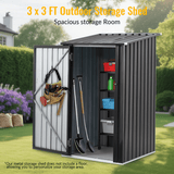 3 x 3 FT Outdoor Storage Shed with Single Lockable Door Metal Steel - Dark Gray - Fab Heavy Parts