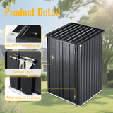3 x 3 FT Outdoor Storage Shed with Single Lockable Door Metal Steel - Dark Gray - Fab Heavy Parts