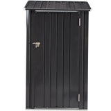 3 x 3 FT Outdoor Storage Shed with Single Lockable Door Metal Steel - Dark Gray - Fab Heavy Parts